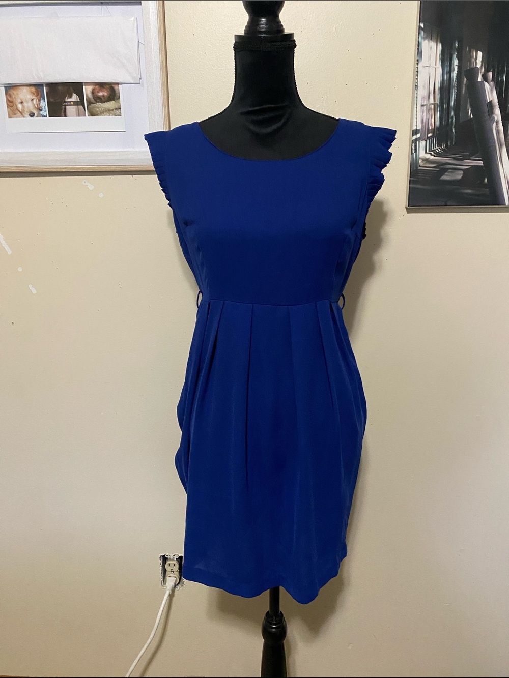 Twenty One Cobalt Blue Sleeveless Pleated Midi Dress Sz Med
